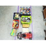 5 boxes containing - Action Man - Lego - Starwars - Playmobil and more.