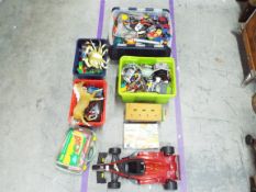 5 boxes containing - Action Man - Lego - Starwars - Playmobil and more.