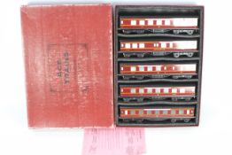 Ace Trains - A boxed set of 5 x O gauge LMS Merseyside Express coaches. # C/2.