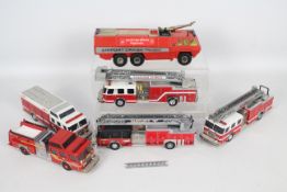 Corgi - 6 x unboxed Fire Engines mostly in 1:50 scale including five American E-One models and a