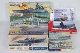 Airfix - Tamiya - Zvezda - 10 x boxed maritime model kits including HMS Nelson in 1:600 scale,