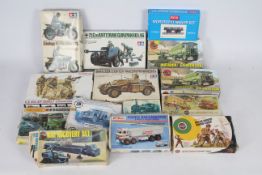 Airfix - Peco - Matchbox - Tamiya - 14 x boxed military vehicles and railway model kits including