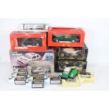 A collection of 17 die cast cars including BBurago, Tonka and Revell.