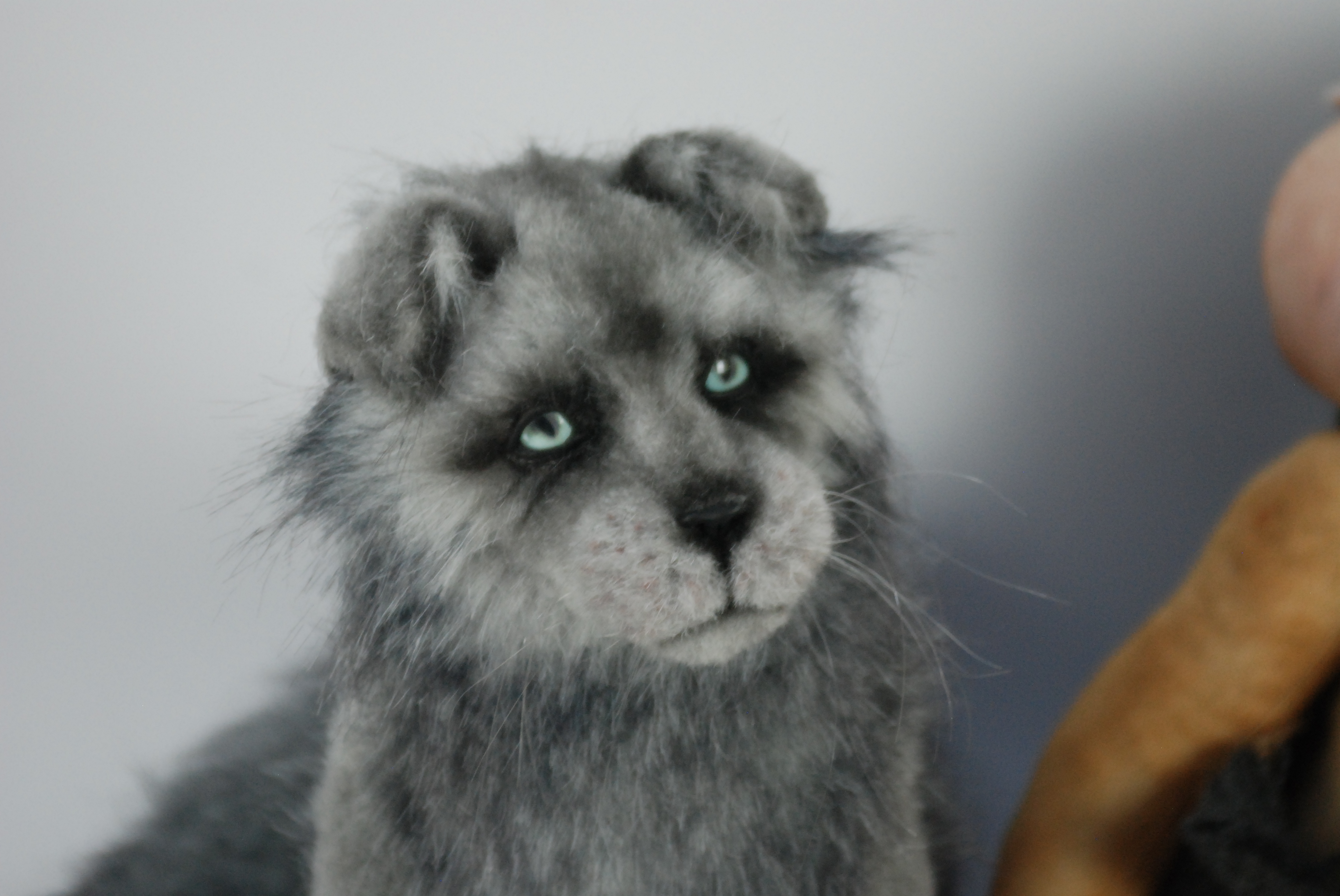 Lot includes a faux fur cat with glass eyes, poly nose, eye lids and paws, and wired limbs. - Image 2 of 7