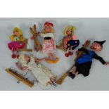 Pelham Puppets - 5 x unboxed vintage Pelham Puppets, a Fairy, a Witch, Mitzi and two others.
