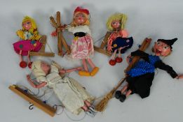 Pelham Puppets - 5 x unboxed vintage Pelham Puppets, a Fairy, a Witch, Mitzi and two others.