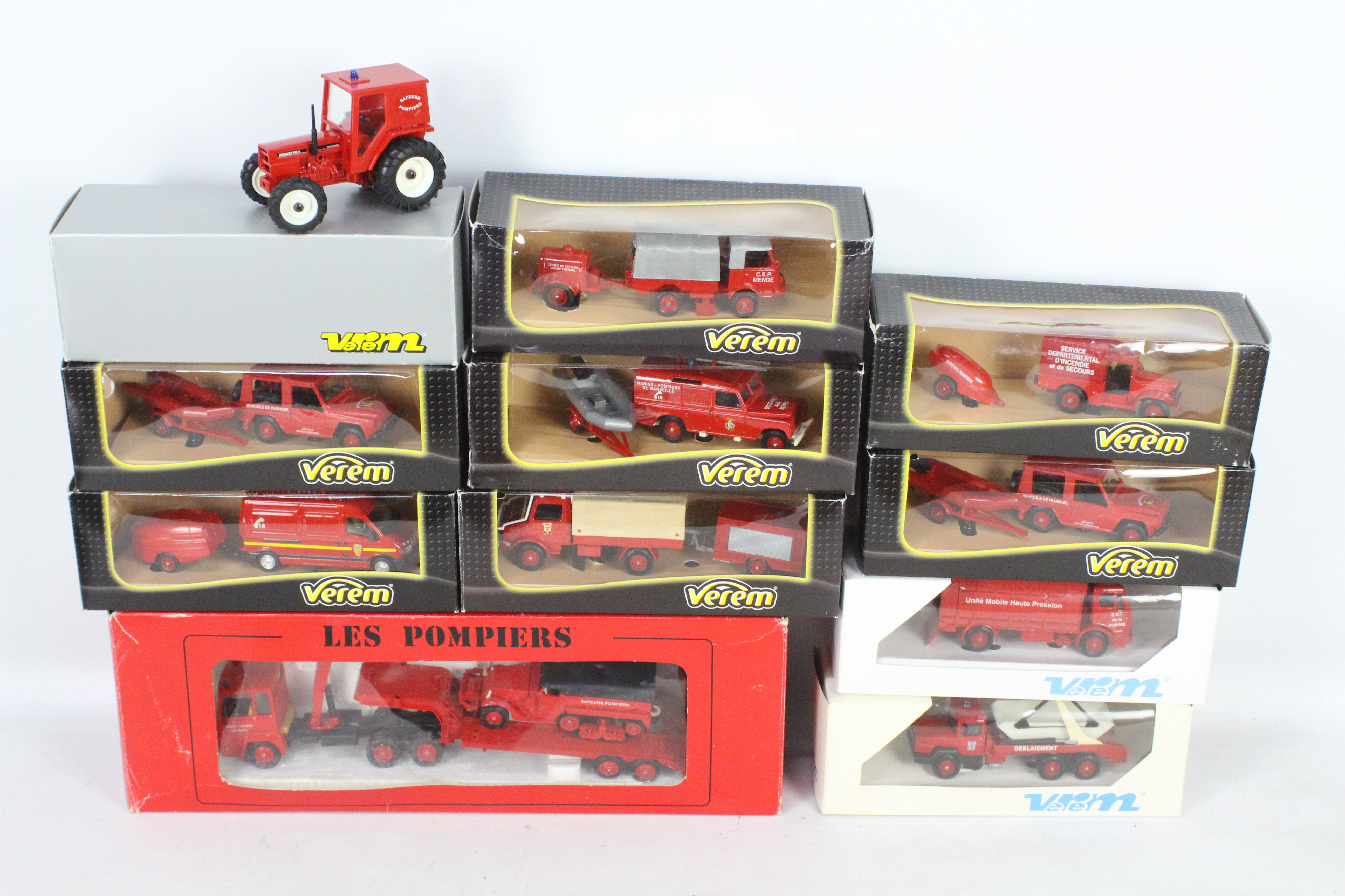 Verem / Solido - A fleet of 12 boxed diecast Fire appliances in 1:50 and 1:43 scales from Verem.