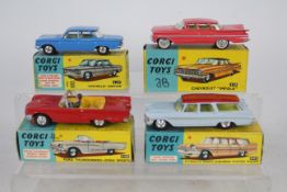 Corgi - 4 x boxed cars, a Chevrolet Impala # 220, Ford Thunderbird # 215S,