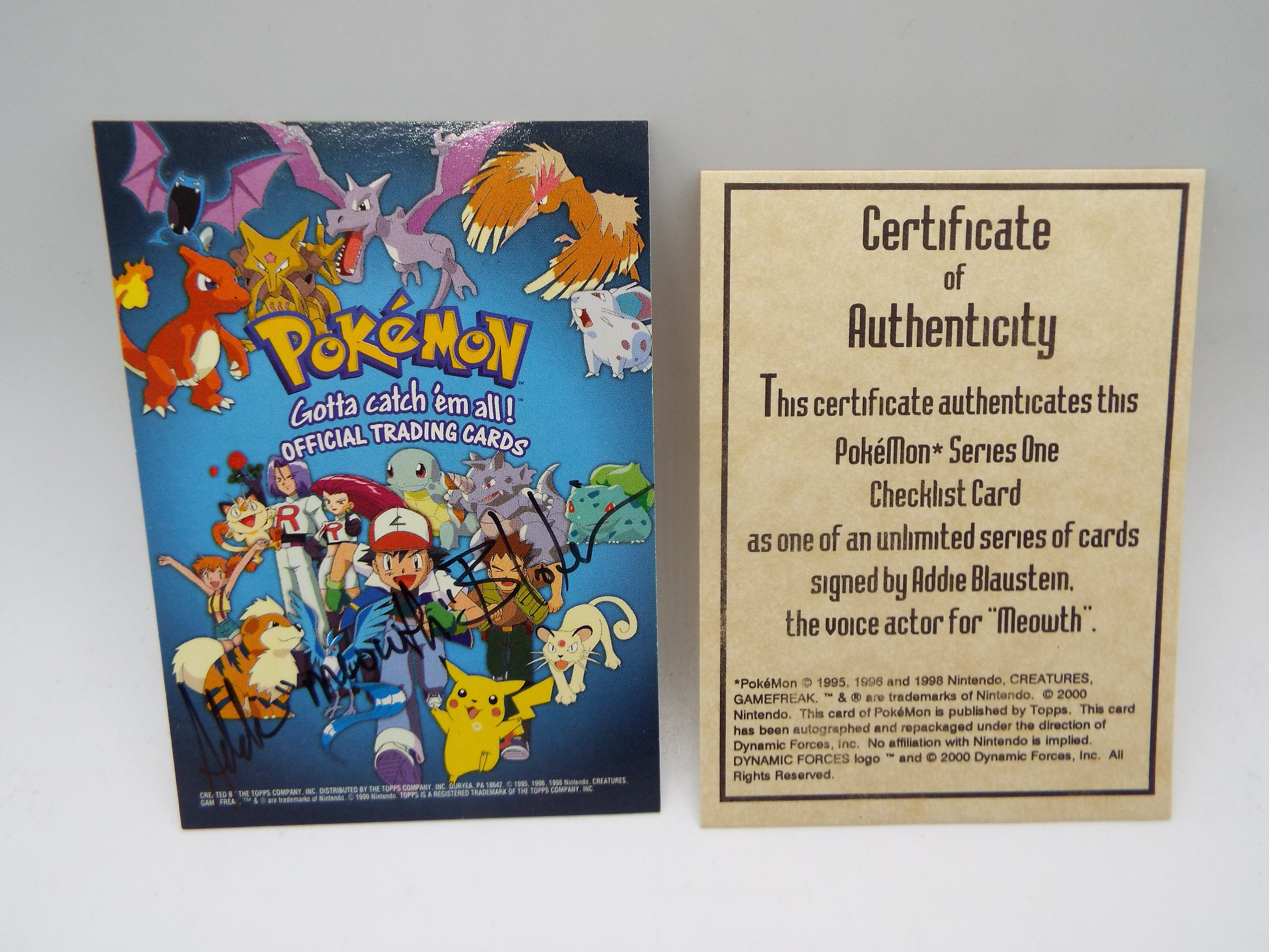 Pokemon - A signed Pokemon Series One checklist card with certificate of authenticity. - Image 3 of 4