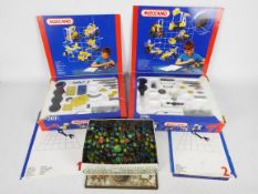 Meccano - Marbles - 2 x boxed Meccano sets, 1 & 2 and a biscuit tin of vintage marbles,