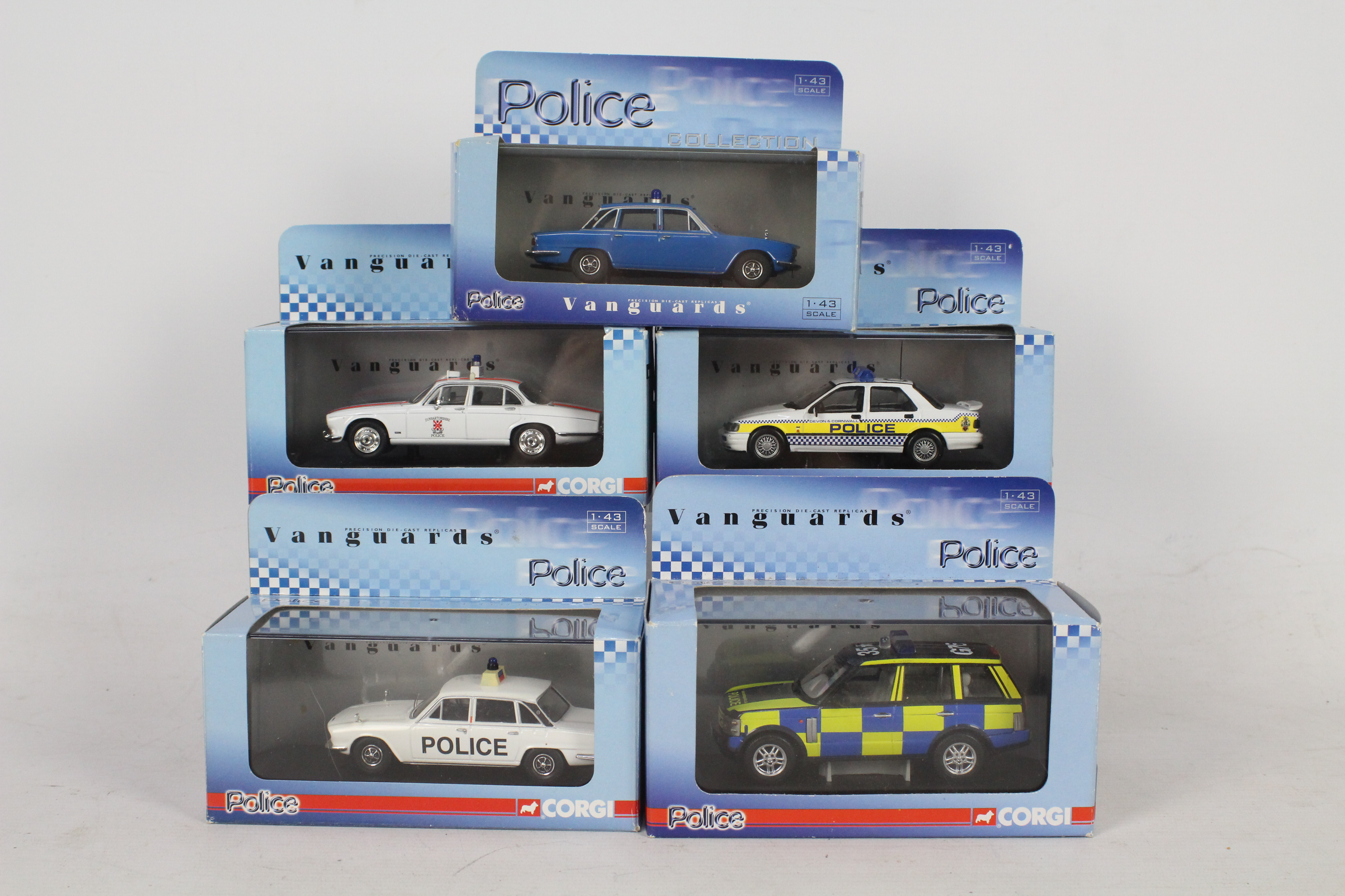 Vanguards - Five boxed diecast 1:43 scale Limited Edition 'Police' vehicles from Vanguards.