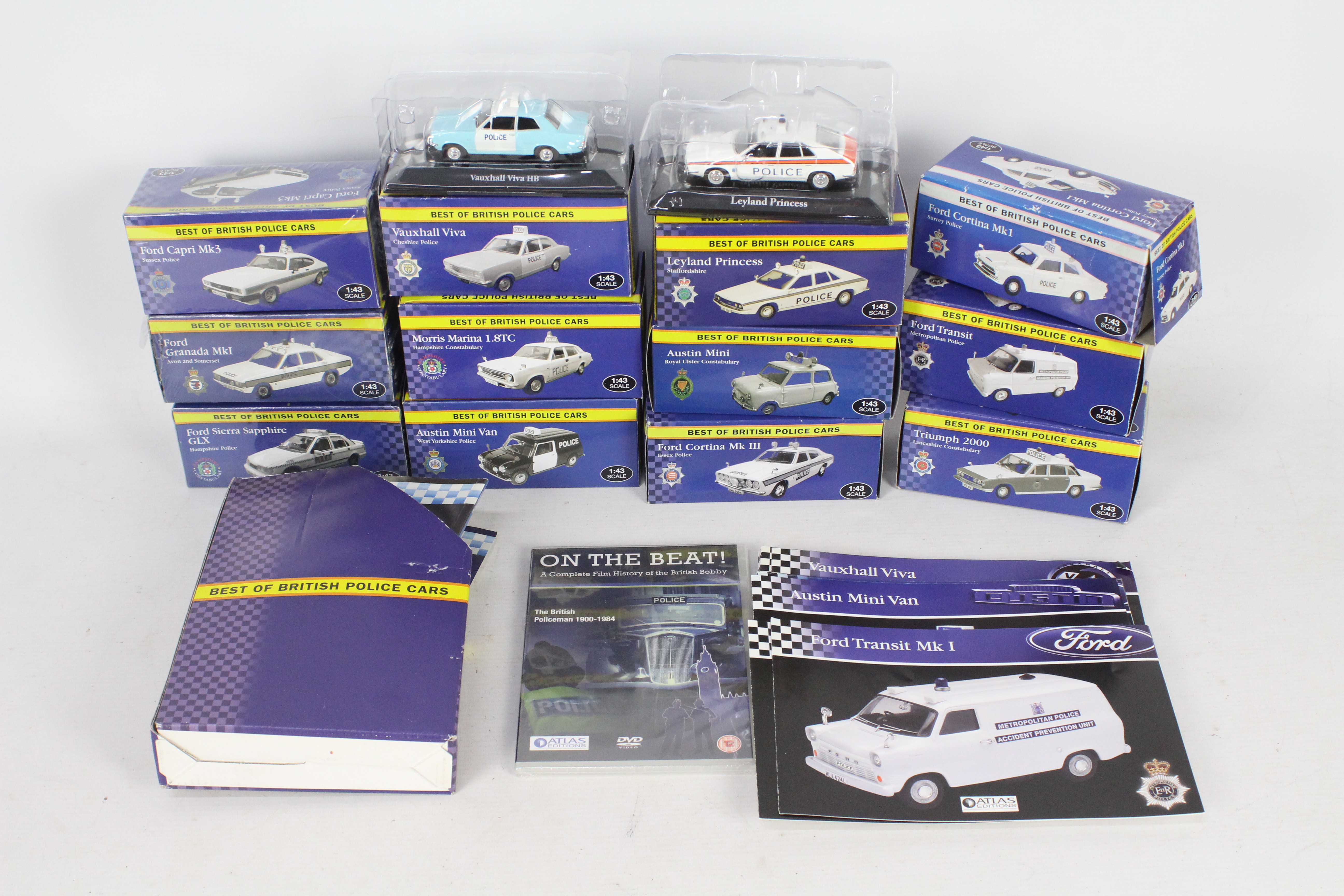 Atlas Editions - A squad of 12 1:43 scale diecast model police vehicles from the Atlas Editions