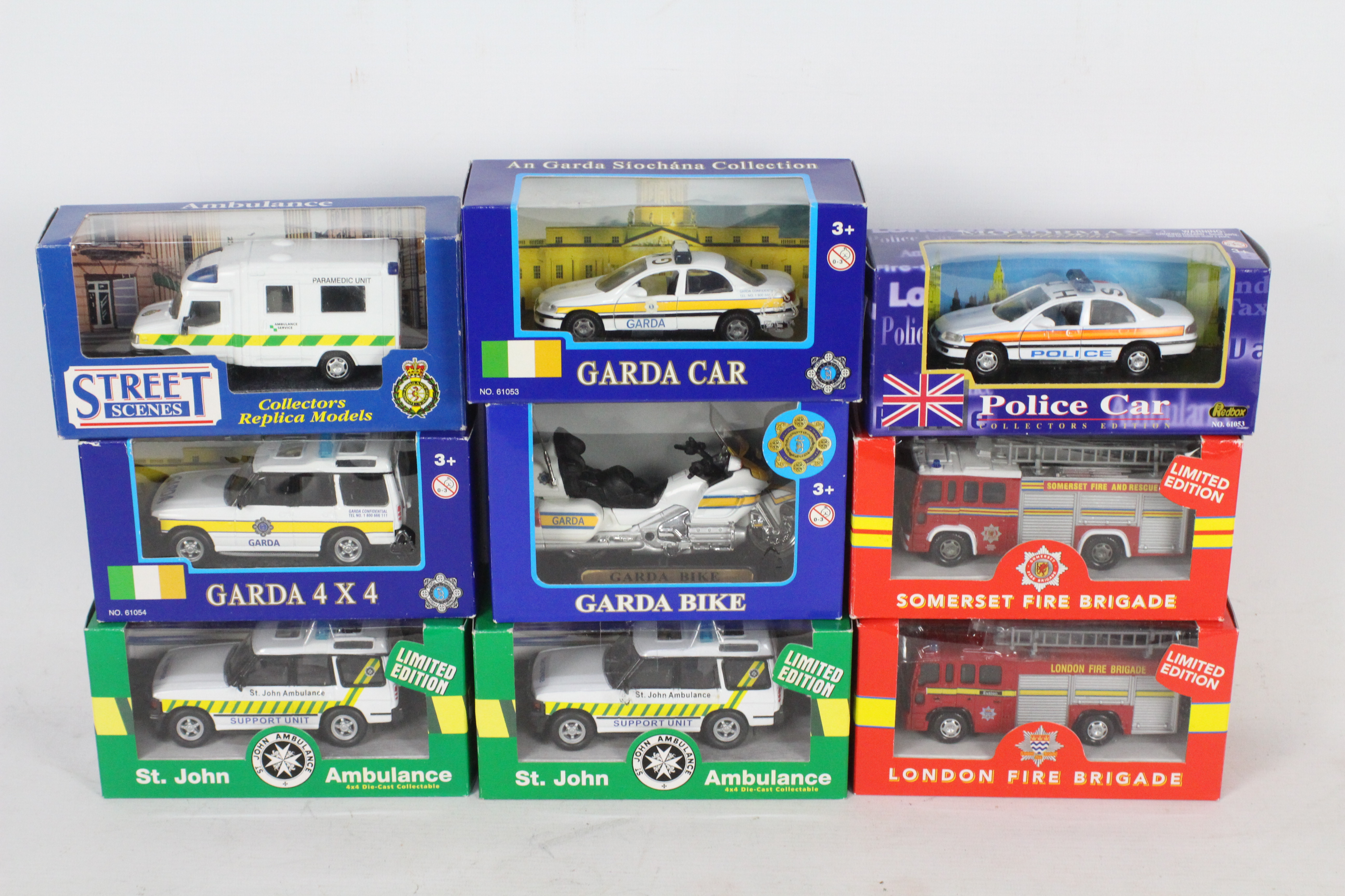 Richmond Toys, Motormax - Nine boxed diecast model Emergency themed vehicles.