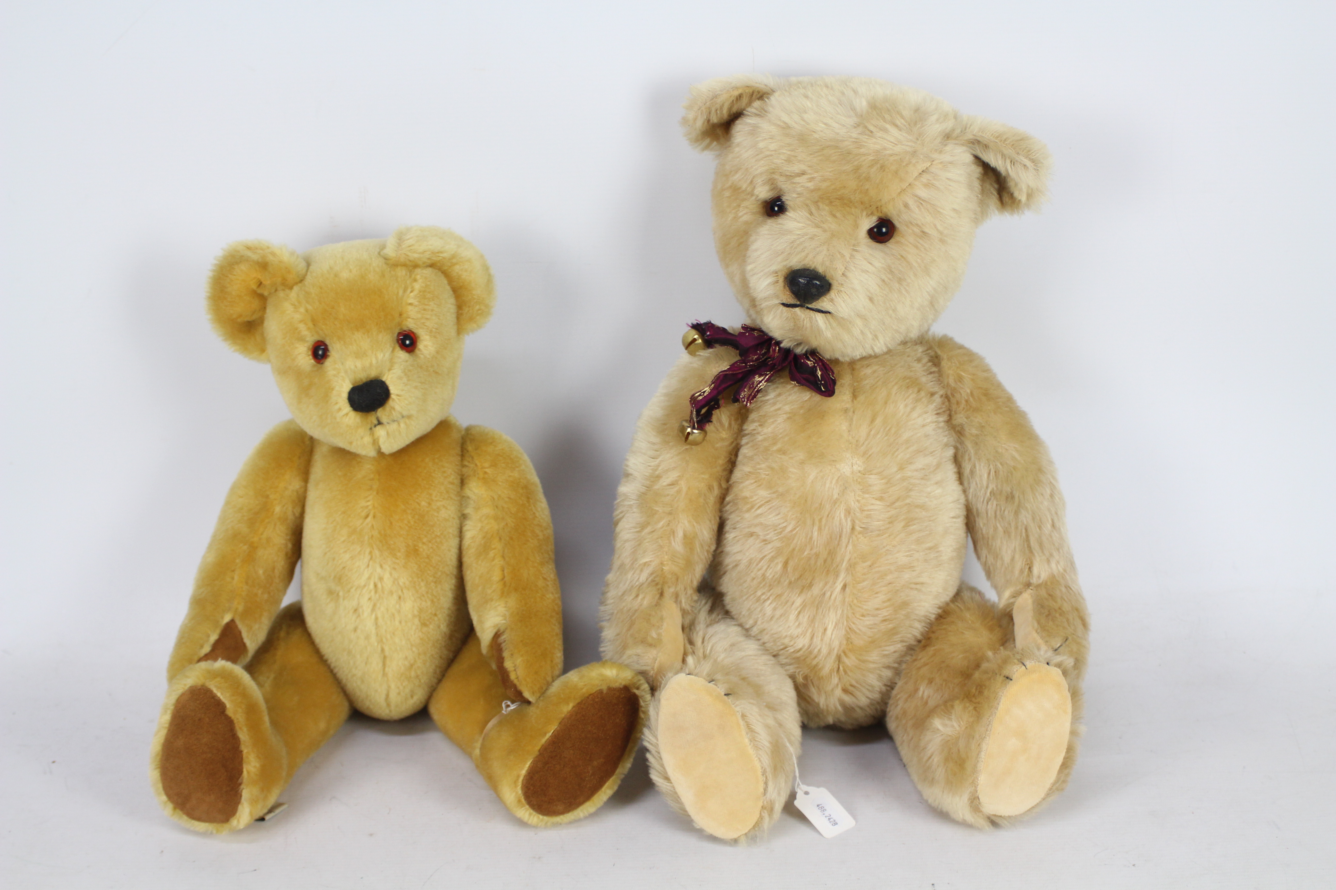 Big Softies - Two mohair teddy bears with glass eyes,