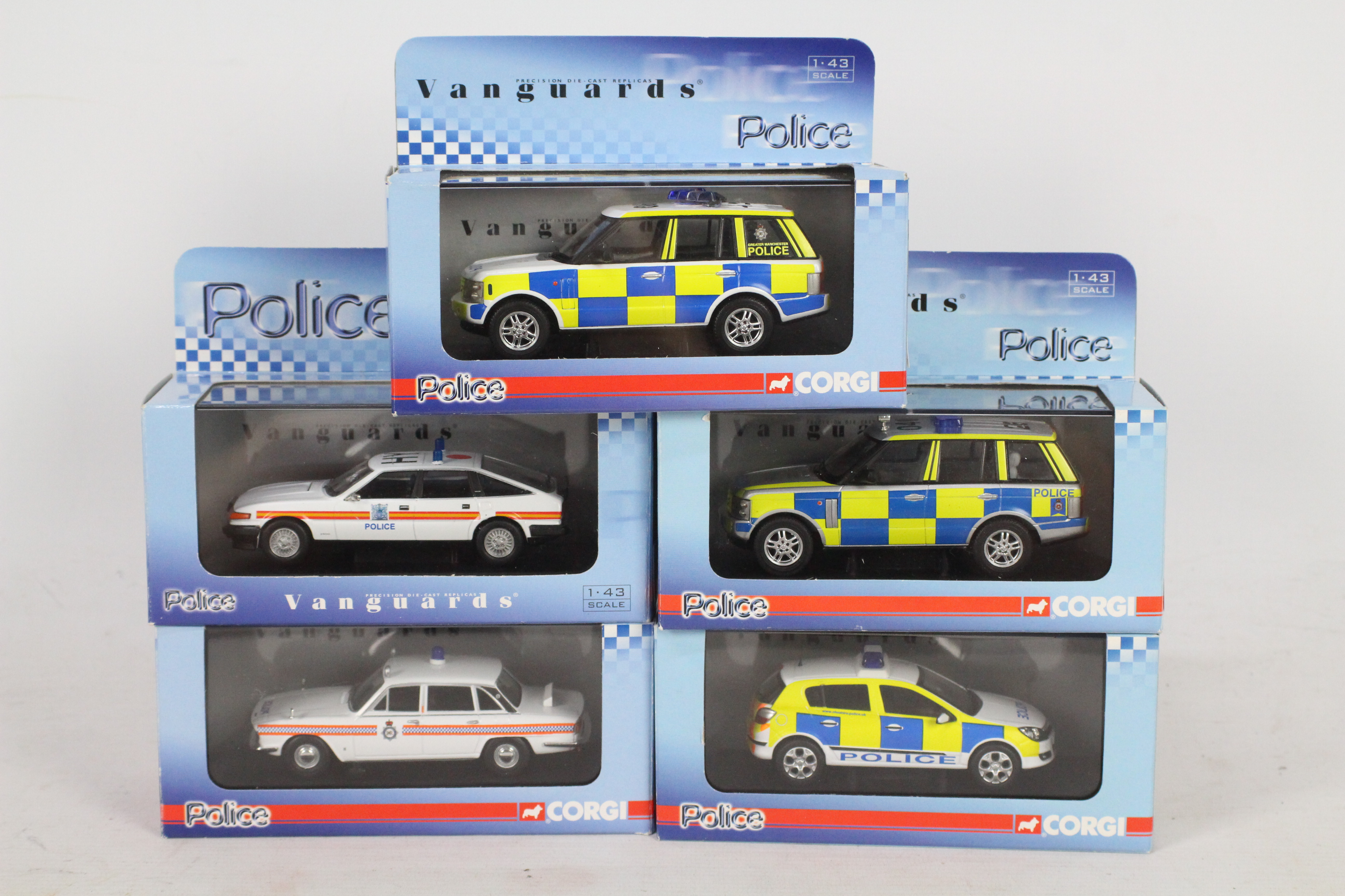 Vanguards - Five boxed diecast 1:43 scale Limited Edition 'Police' vehicles from Vanguards.