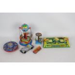 Sanco - B&S - Tobar - 6 x clockwork tinplate toys including an MG car, a Train set,