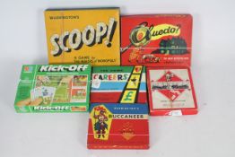 Waddingtons - MB - 6 x boxed vintage board games including Buccaneer, Scoop, Careers and others.