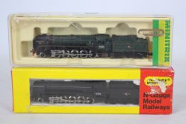 Hornby - Minitrix - 2 x N Gauge Class 9F 2-10-0 steam locos Evening Star number 92220 and number