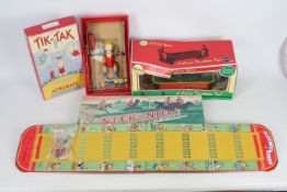 Rocket - Schylling - 3 x boxed clockwork tinplate toys, a Billiard Game,