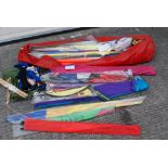 Approx. 17 assorted kites in various sizes in a plastic carry bag.