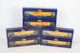 Bachmann - 3 x OO gauge twin pack Intermodal Bogie Wagon C/W 45 foot Containers in DHL livery.