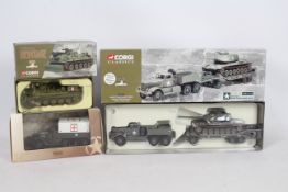 Corgi, Atlas Editions - Three boxed diecast military vehicles.