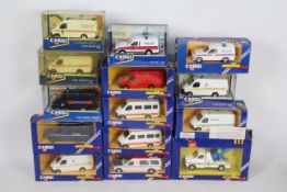 Corgi - A boxed group of 14 diecast 'Emergency' themed model vans from Corgi.