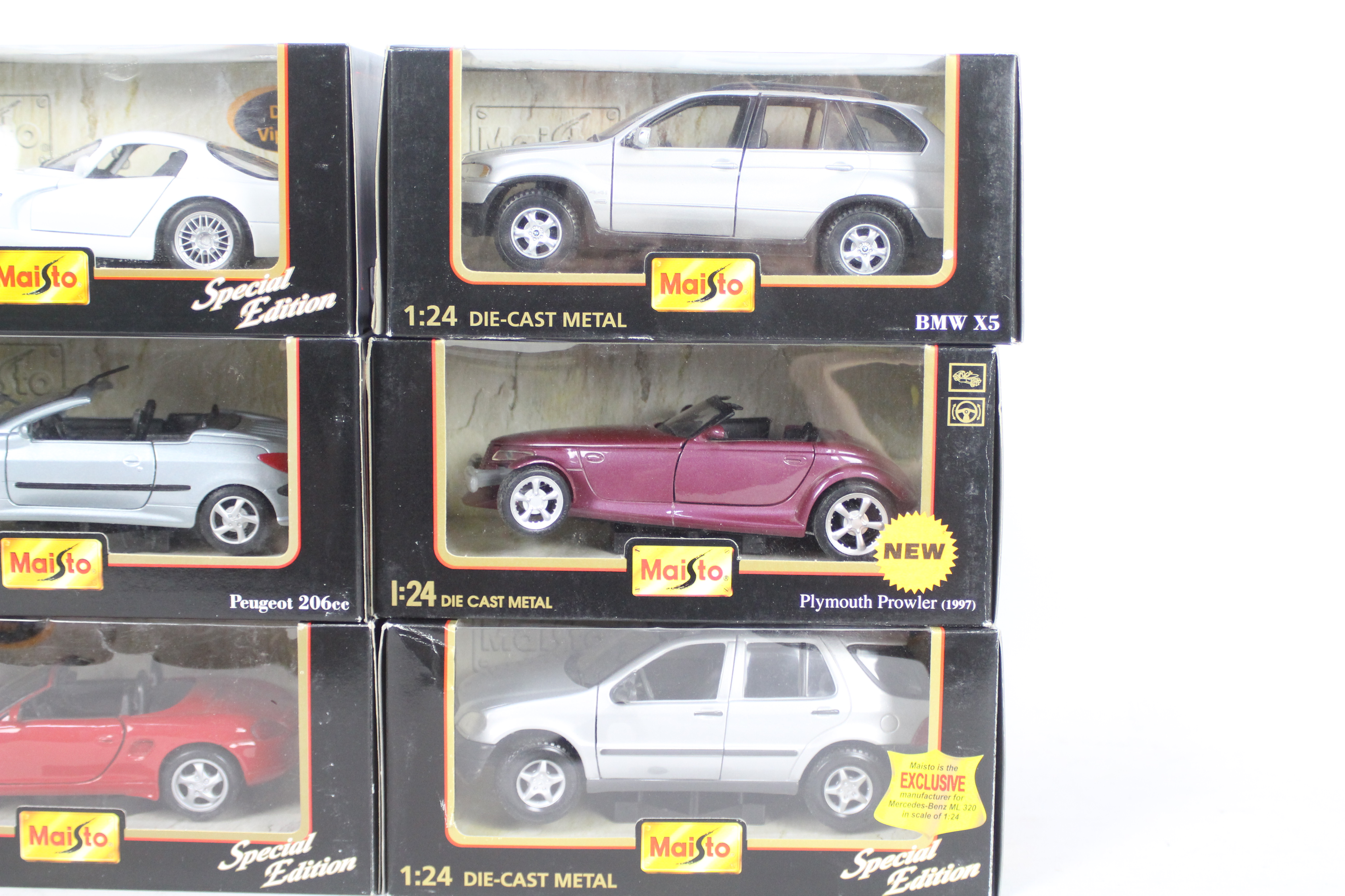 Maisto - 6 x boxed 1:24 scale models featuring BMW X5 - Plymouth Prowler 1997 - Special Edition - Image 2 of 3