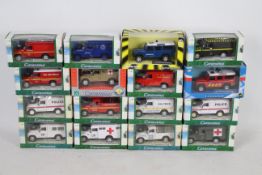 Cararama, Hongwell - 16 Emergency themed diecast model Land Rovers in 1:43 scale by Cararama.