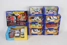 Corgi - A boxed collection of 10 Emergency diecast vehicles in various scales,