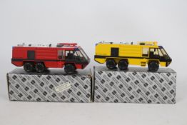 Conrad - Two boxed Conrad #5501 1:50 scale diecast Rosenbauer Air Crash Tenders - one in yellow,