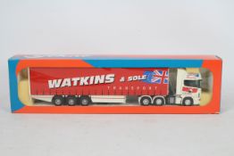 Tekno - A boxed Scania 164t curtainside articulated truck in Watkins & Sole Transport livery in