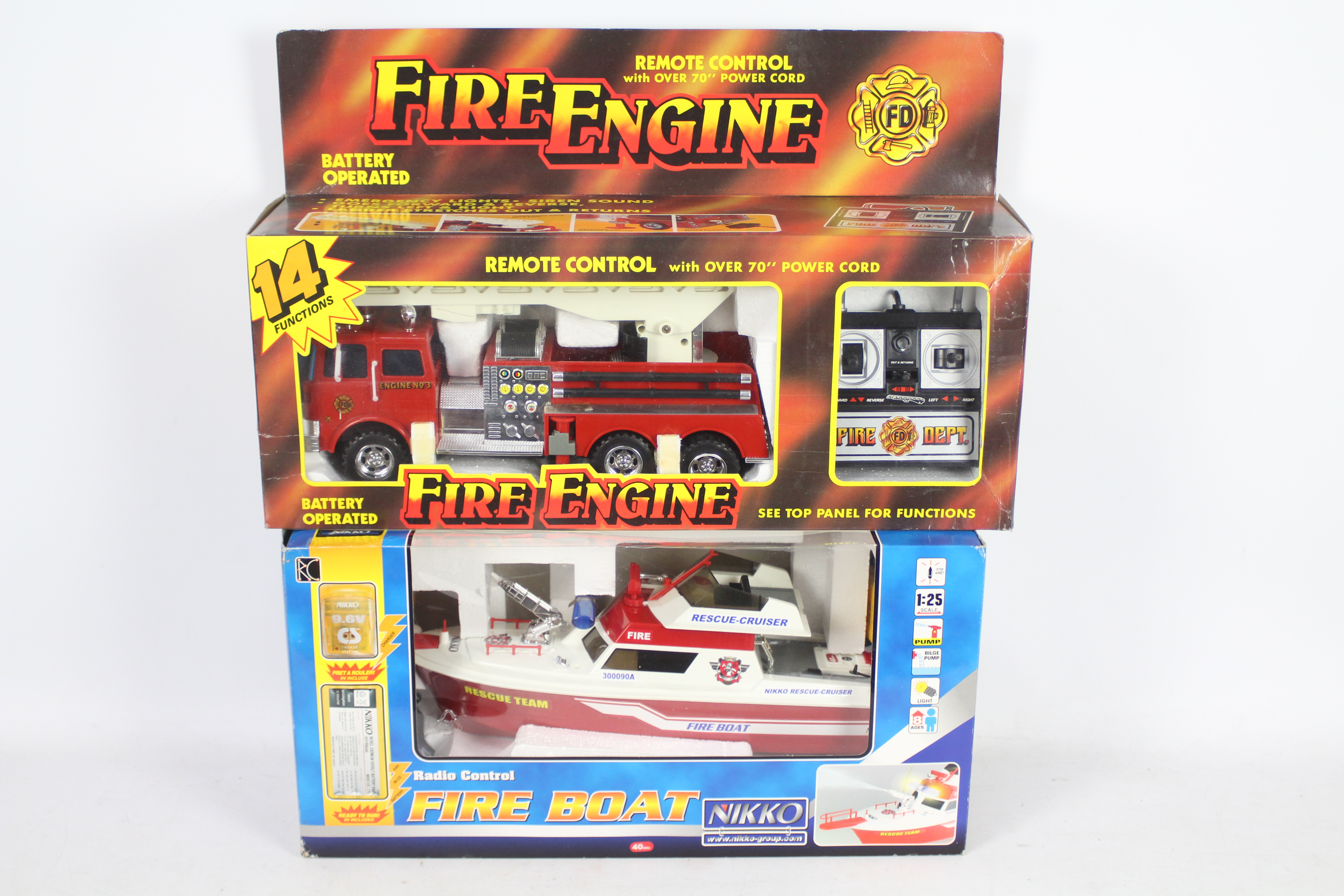 Nikko, Other - Two boxed plastic radio controlled Fire Appliances.