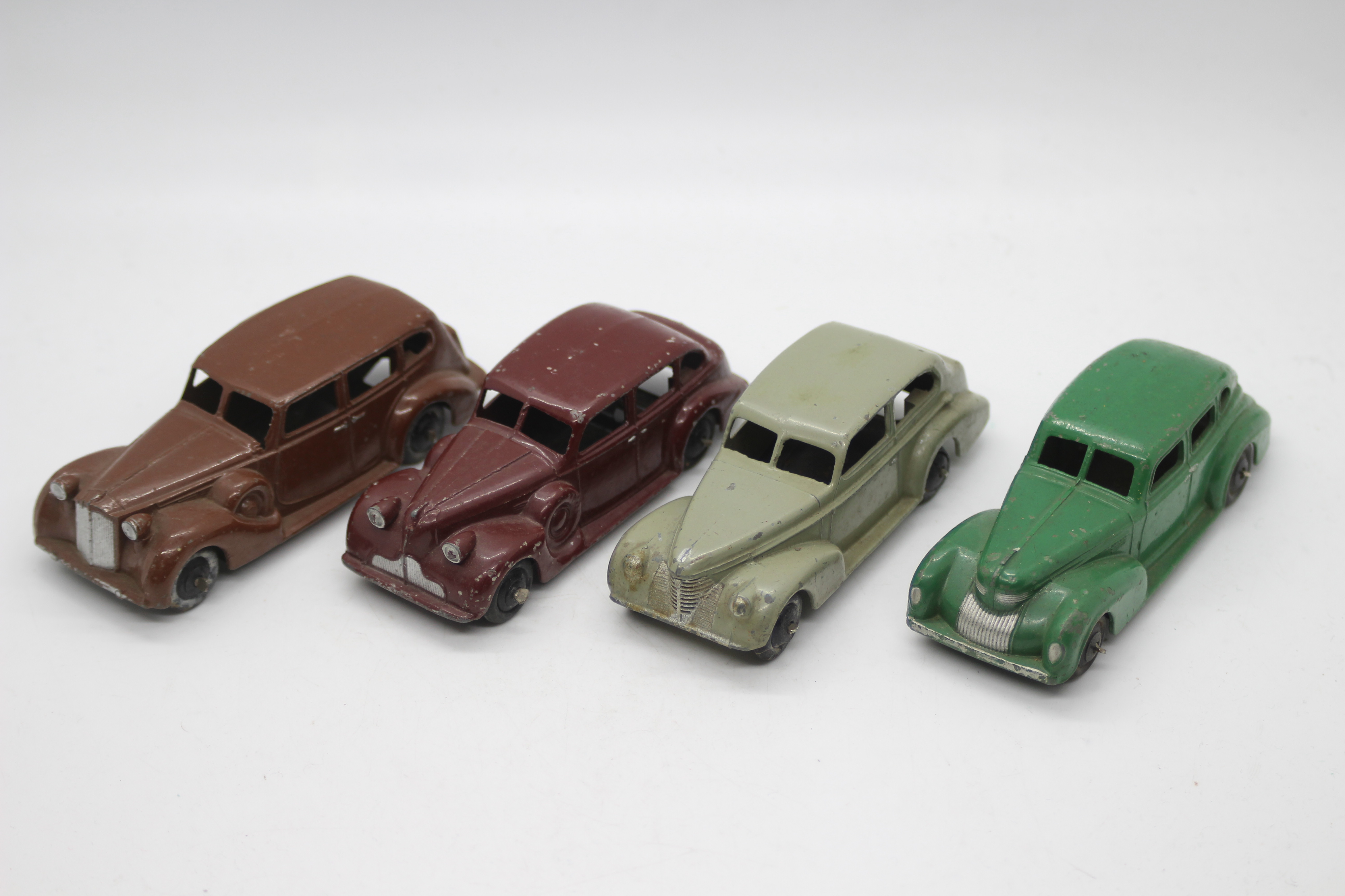 Dinky - 4 x vintage American models, Chrysler Royal 1947-50 # 39e, Buick Viceroy 1947-50 # 39d,