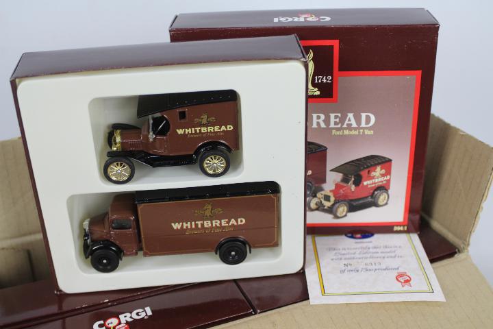 Corgi - A trade box of 6 x limited edition Whitbread two Van sets # D94/1 featuring a Bedford Box - Image 2 of 2