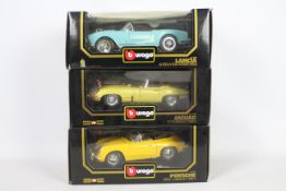 Bburago - 3 x boxed 1:18 scale models, Porsche 356B Cabriolet # 3031, Lancia Aurelia Spider # 3010,