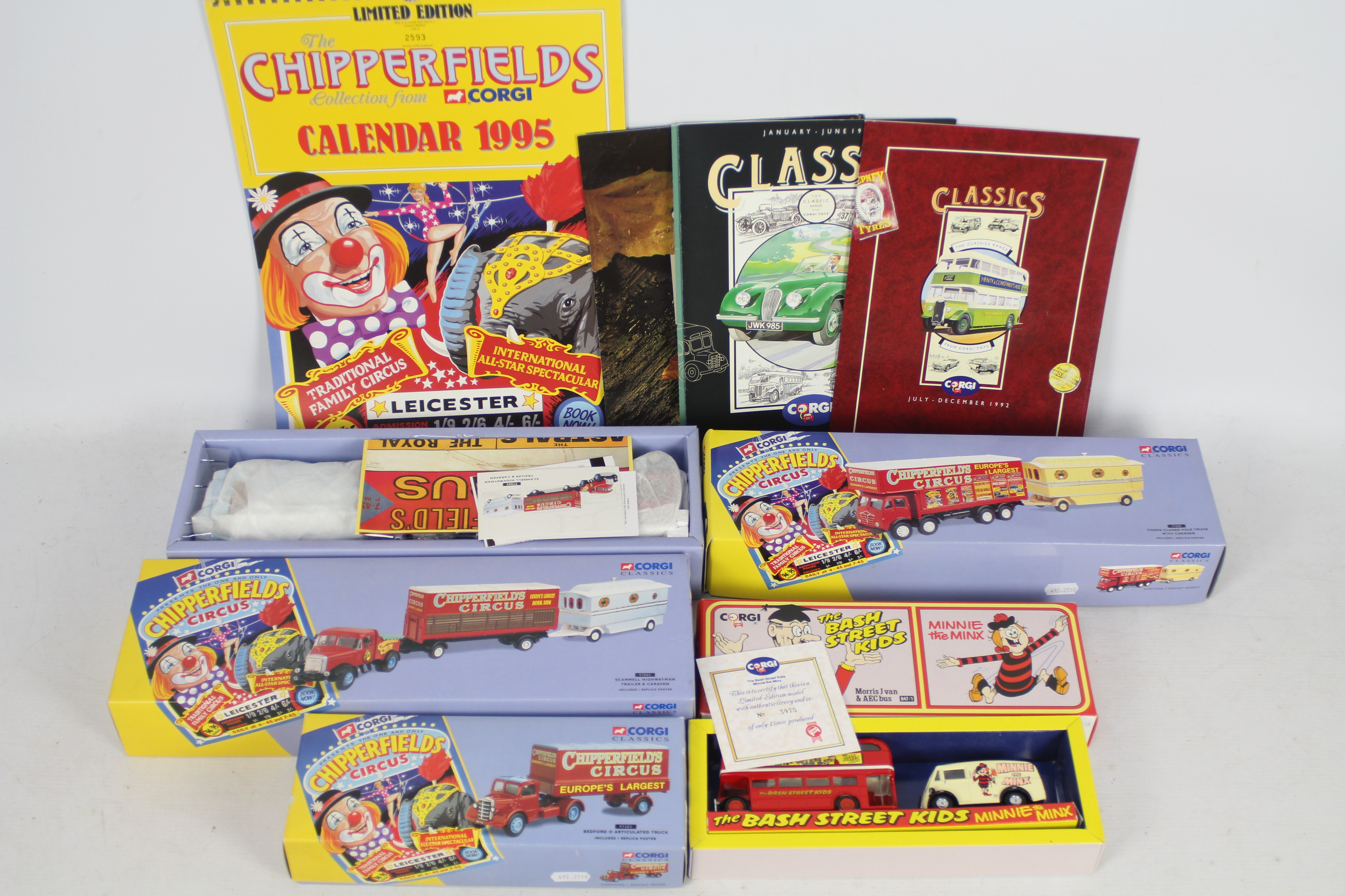 Corgi - Chipperfields - 4 x boxed model sets with a calendar and some brochures,