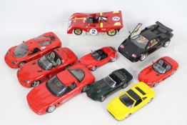 Bburago - Maisto - Danbury Mint - 9 x unboxed cars in 1:24 and 1:18 scale including Corvette C3,