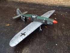 A highly detailed, probably kit built radio controlled model of a WW2 Messerschmitt Bf109.