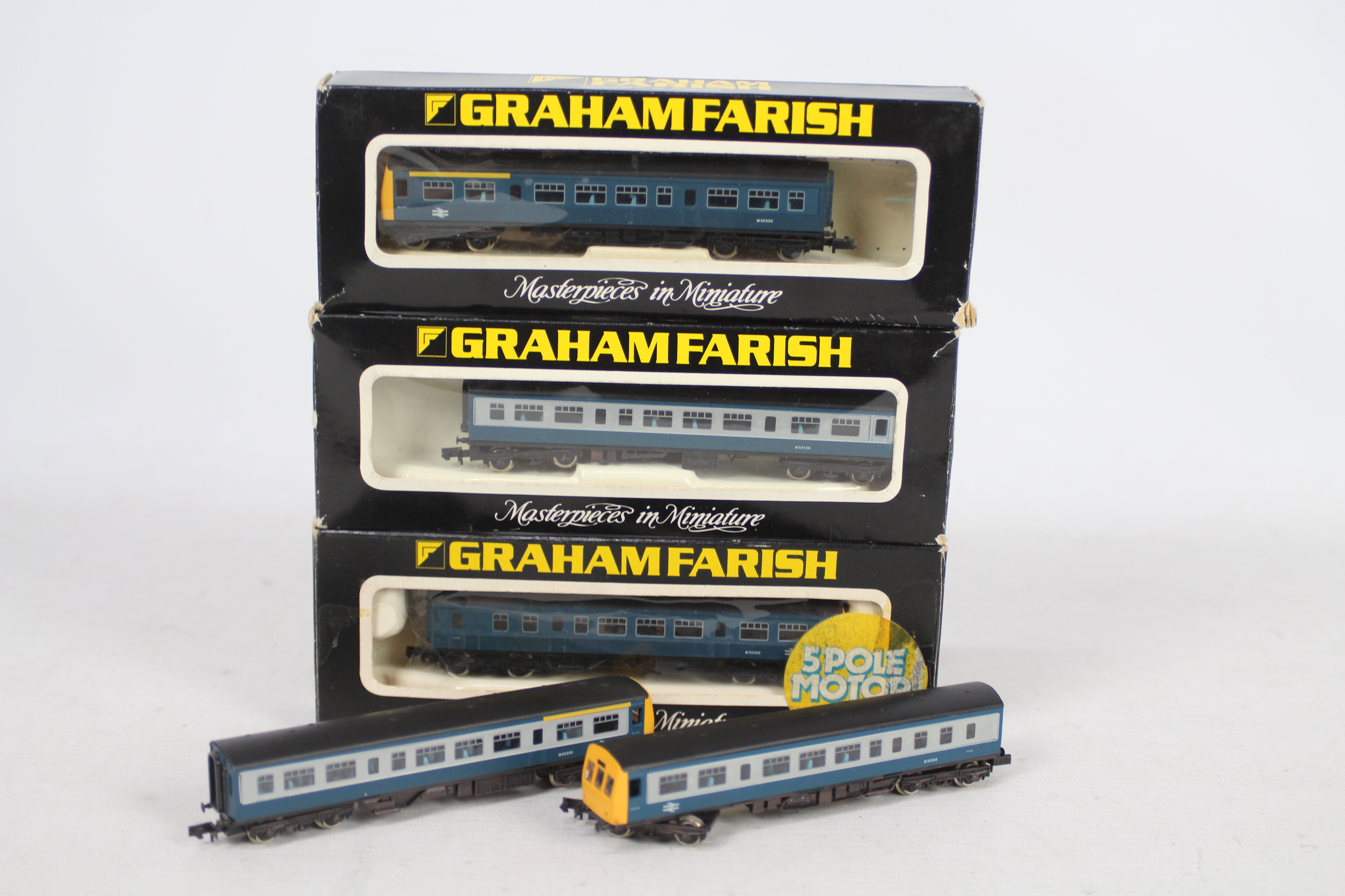 Graham Farish - 5 x N Gauge models including MkIII TGS Coach # 0767,