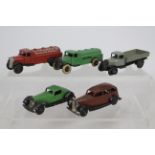 Dinky - A collection of 5 x vintage models, Vauxhall Saloon 1946-50 # 30d,