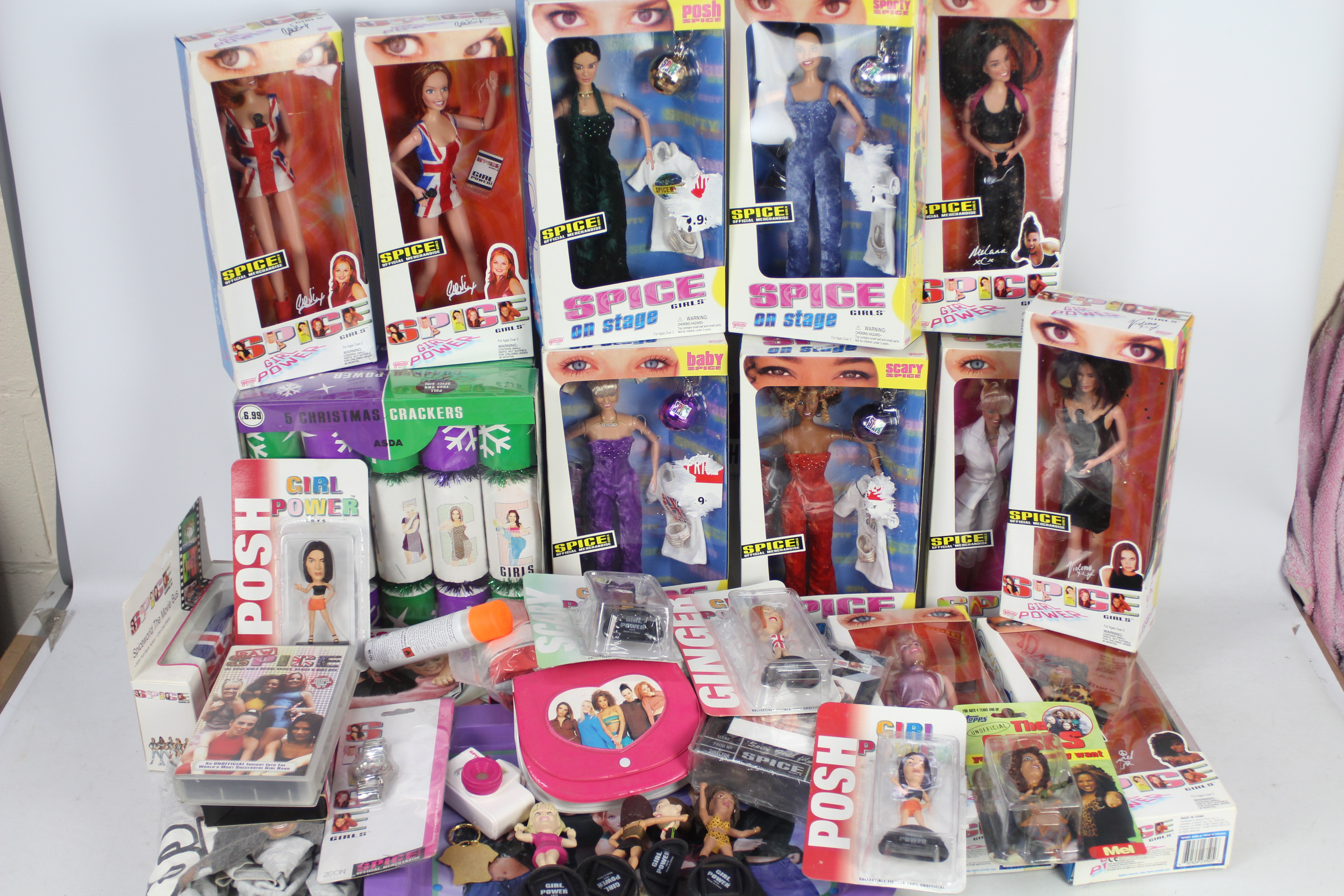 A large collection of Spice Girls barbie styled figures and collectibles.