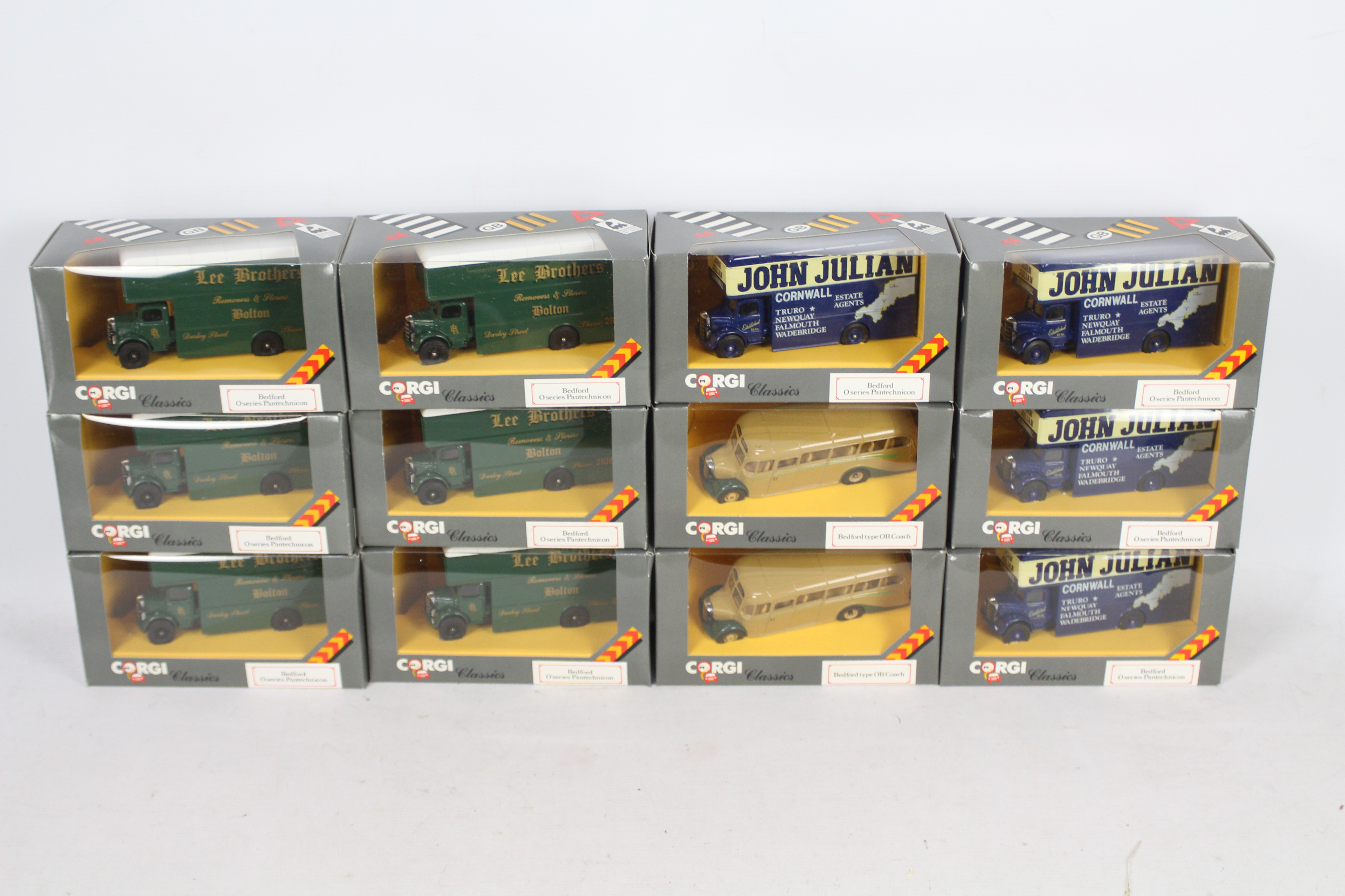 Corgi - 12 x Bedford O Series models in various liveries including 6 x Lee Brothers Removals,