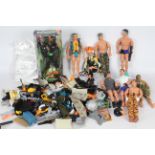 Action Man - A collection of 8 unboxed figures, 1 boxed X Robot unopened, Accessories.