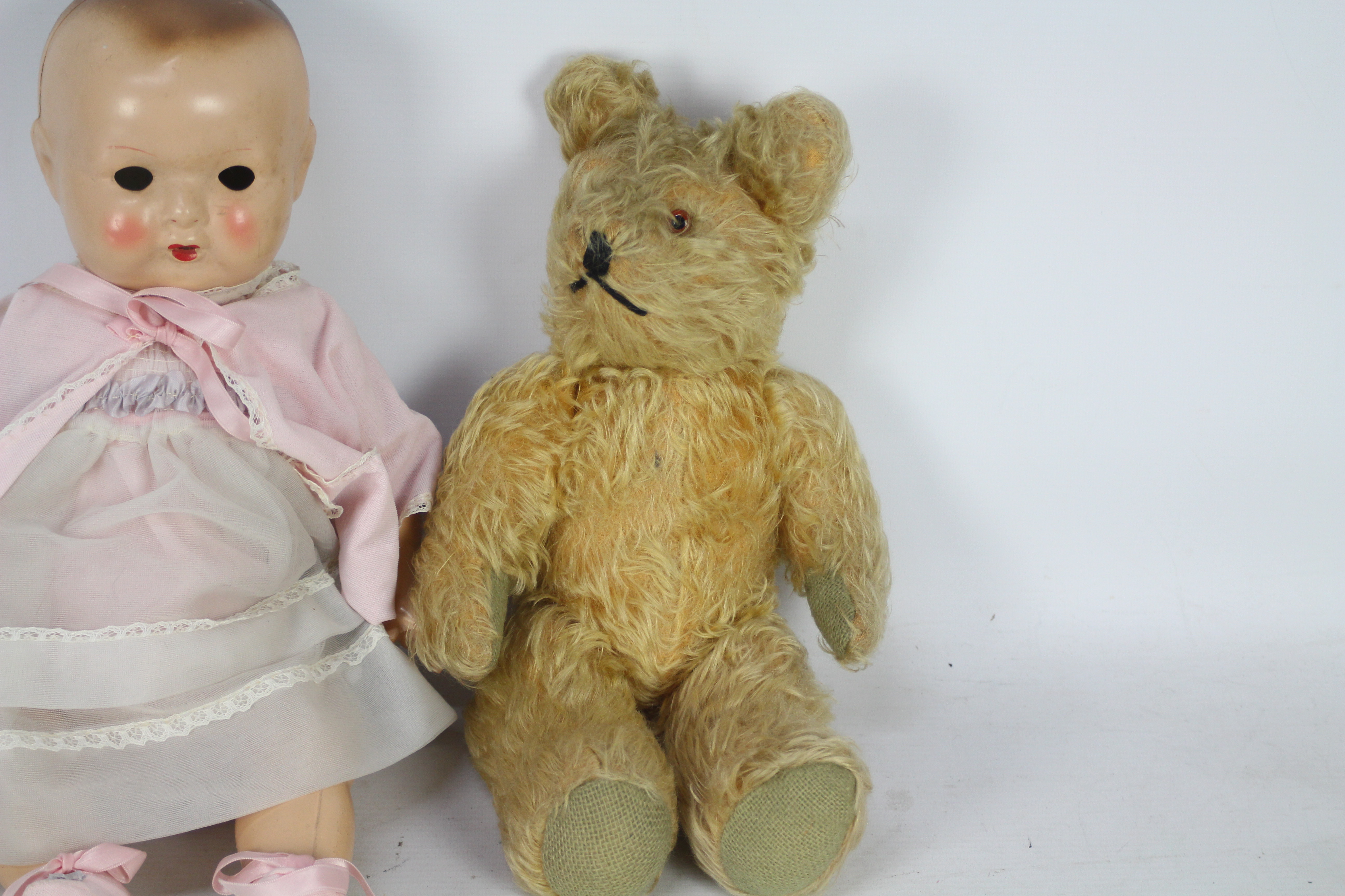 Unknown Maker - A doll and a vintage teddy. - Image 2 of 6