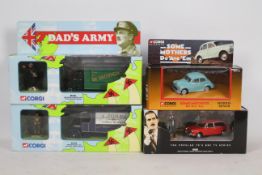 Corgi - 4 x TV related models, 2 x Dad's Army Vans # 18501, # 09002,