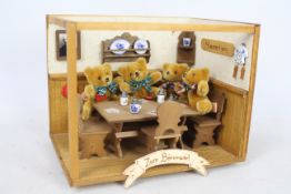 Hermann Teddy Original - A limited edition wooden 'Zum Barenwirt' cafe set depicting four small