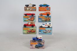 Matchbox - Superfast - 7 boxed vehicles including Dodge Challenger # 1, Pontiac Firebird # 4, U.