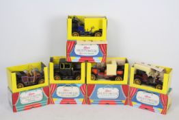 Schuco - 5 x boxed Old Timer Series cars, 1917 Ford Coupe # 1237, 1909 Opel Doctors Car # 1228,
