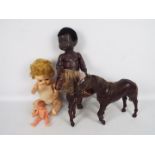 Pedigree - Sindy - Rheinische Gummi - 3 x vintage dolls and 2 x Sindy horses.